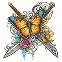 sword and butterfly tattoo design idea
