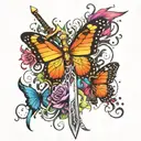 sword and butterfly tattoo design idea