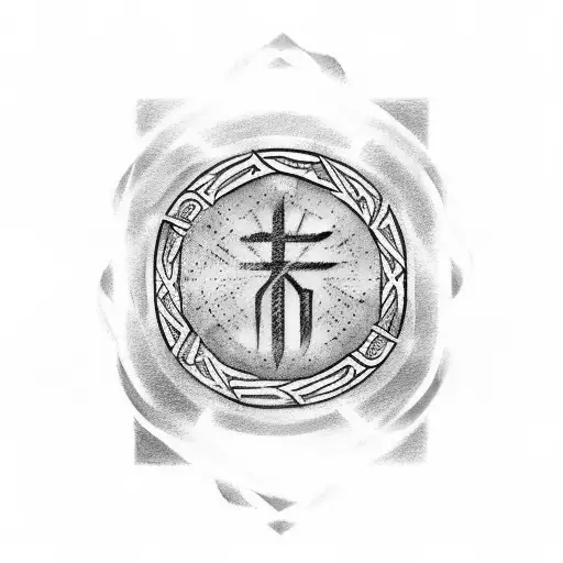 sigil filler runes grey tattoo design idea