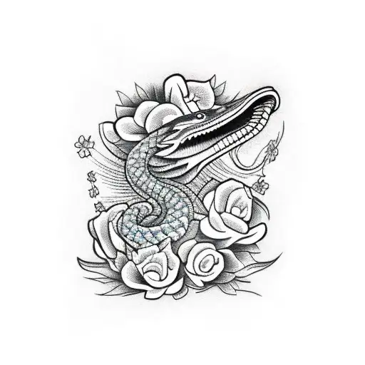 cobra with flowers tattoo design idea