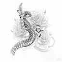 cobra with flowers tattoo design idea