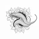 cobra with flowers tattoo design idea