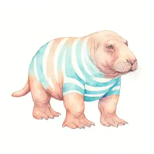 walrus with blue and white stripped sweater  tattoo design idea