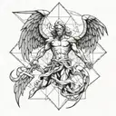 arc angel michael fighting satan tattoo design idea