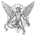 arc angel michael fighting satan tattoo design idea