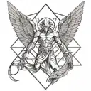 arc angel michael fighting satan tattoo design idea