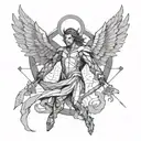 arc angel michael fighting satan tattoo design idea