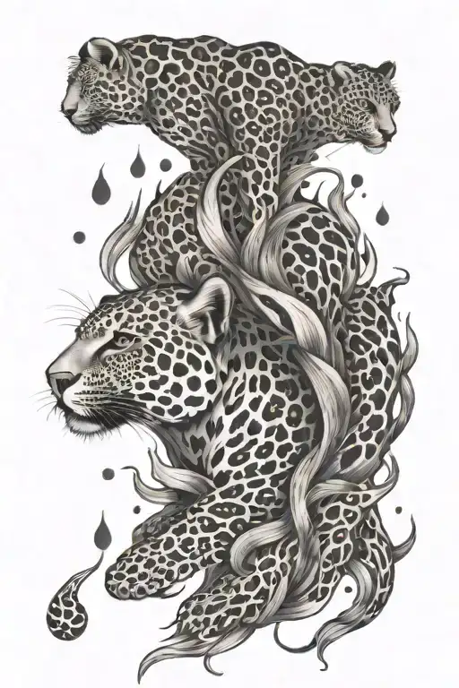 tongues of flame in leopard tattoo design idea