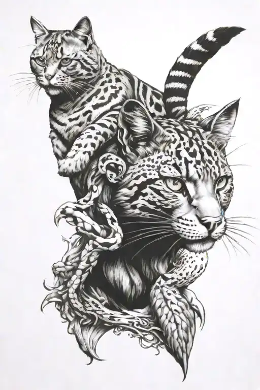 cat, snake, horse  tattoo design idea