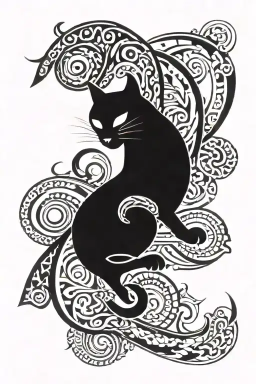 cat curled, horse jumping, snake coiled tattoo design idea