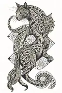cat curled, horse jumping, snake coiled tattoo design idea