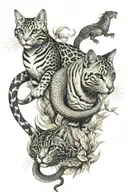 cat, snake, horse  tattoo design idea