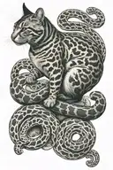 cat curled, horse jumping, snake coiled tattoo design idea