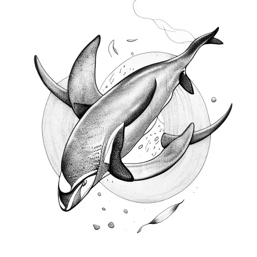orca and mermaid tattoo design idea