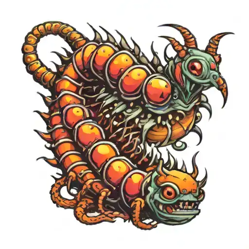 centipede with many eyes tattoo design idea