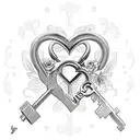 A heart-shaped lock and key intertwined with roses symbolizing eternal love and passion tattoo design idea