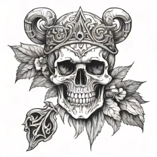 skull leo knight tattoo design idea