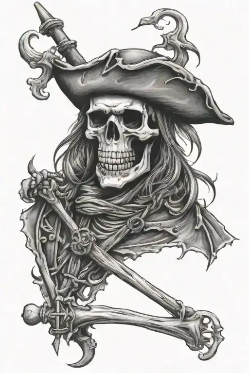 skelleton pirates Jolly Roger tattoo design idea