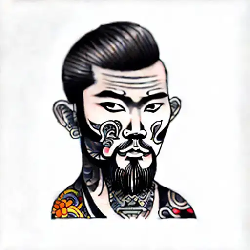 square tatto with a man with tattoos tattoo design idea