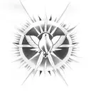 Dove with sun rays and clouds tattoo design idea