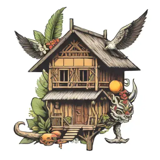 toraja traditional house tattoo old school  tattoo design idea