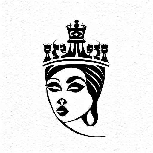 chess Queen, fine art tattoo design idea