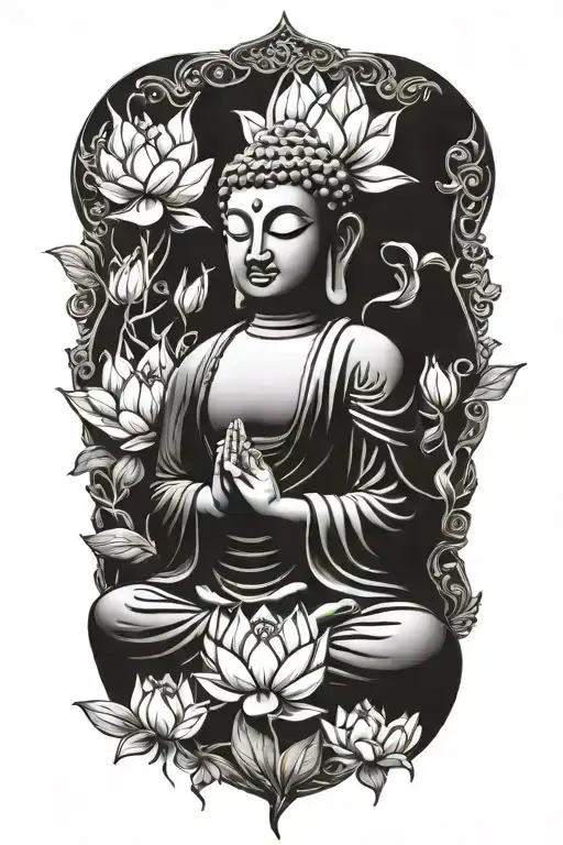 buddha lotus tattoo design idea