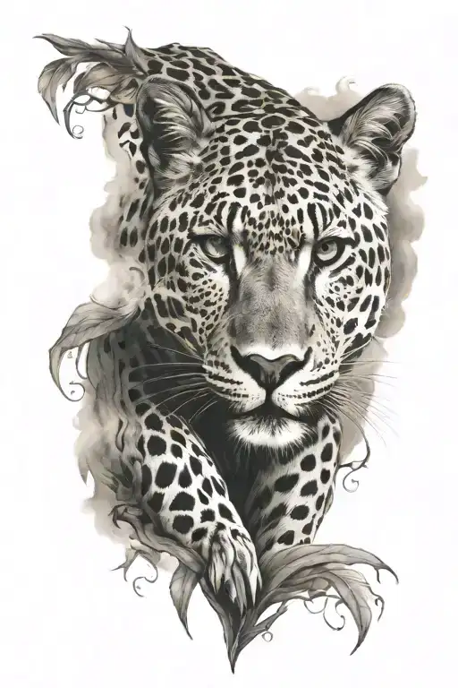 wise leopard in the shadow tattoo design idea