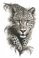 wise leopard in the shadow tattoo design idea