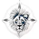 Lion, clock, arrow, compass tattoo design idea