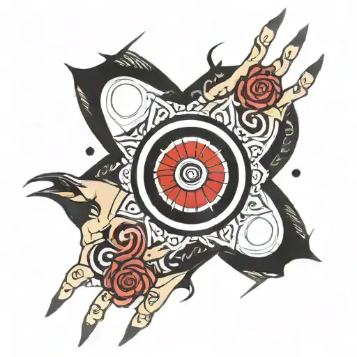 Sharingan eyes on the whole hand tattoo design idea