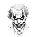 A joker face with the phrase 'Why so serious?' in dotwork style tattoo design idea