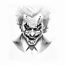 A joker face with the phrase 'Why so serious?' in dotwork style tattoo design idea