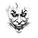 A joker face with the phrase 'Why so serious?' in dotwork style tattoo design idea