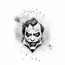 A joker face with the phrase 'Why so serious?' in dotwork style tattoo design idea