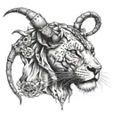 a lions head faced to the front, with a lobster, two constellations. make something special tattoo design idea