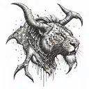 a lions head faced to the front, with a lobster, two constellations. make something special tattoo design idea
