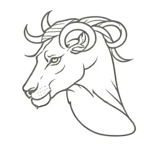 tiny chimera lion head with goat tattoo design idea