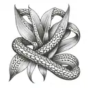 snake plant intertwined tattoo design idea
