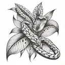 snake plant intertwined tattoo design idea