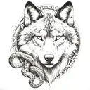 wolf and snake smoke forming the shape tattoo design idea