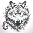 wolf and snake smoke forming the shape tattoo design idea