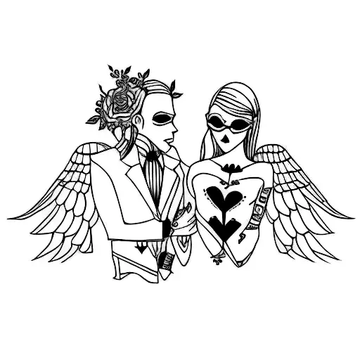 matching gothic tattoo for couple it needs to be small and minimalist tattoo design idea
