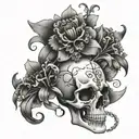 flowers spider skull bones tattoo design idea