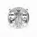 grec temple with centurion tattoo design idea