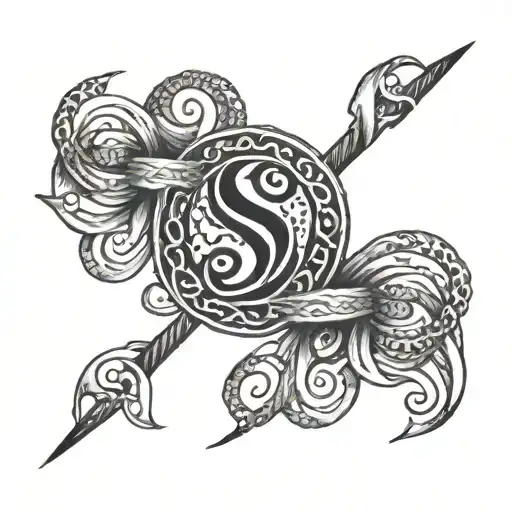 bdsm triskel with letter S weaving through it tattoo design idea