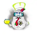 drink me bottle and mad hatter hat with time piece tattoo design idea