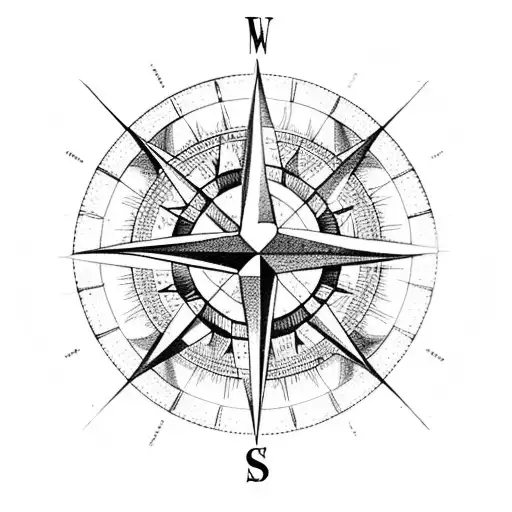 Compass rose with travel destinations as markers tattoo design idea