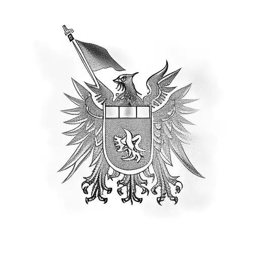 Polish-American flag with a silhouette of a military soldier tattoo design idea
