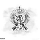 Polish-American flag with a silhouette of a military soldier tattoo design idea